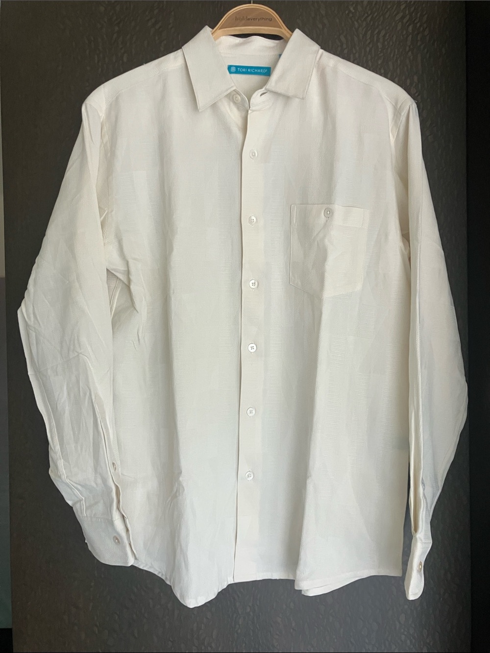 TORI RICHARD Eggshell Button-Up Resort Dress Shirt Silk/Cotton Blend Size M NWOT